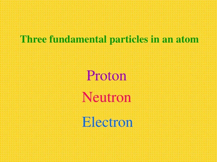 three fundamental particles in an atom