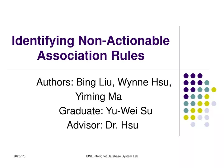 identifying non actionable association rules