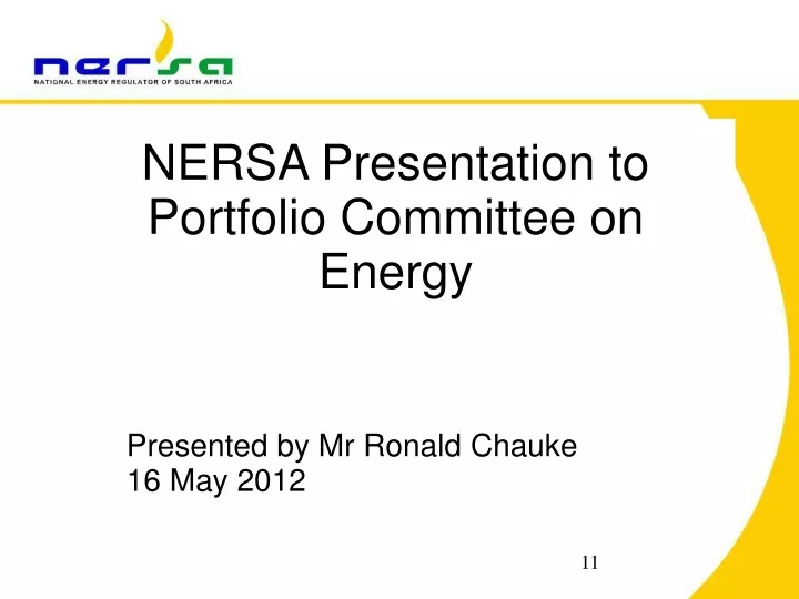 nersa presentation to portfolio committee on energy