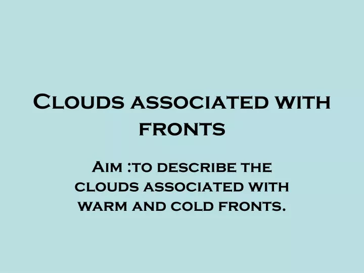 clouds associated with fronts