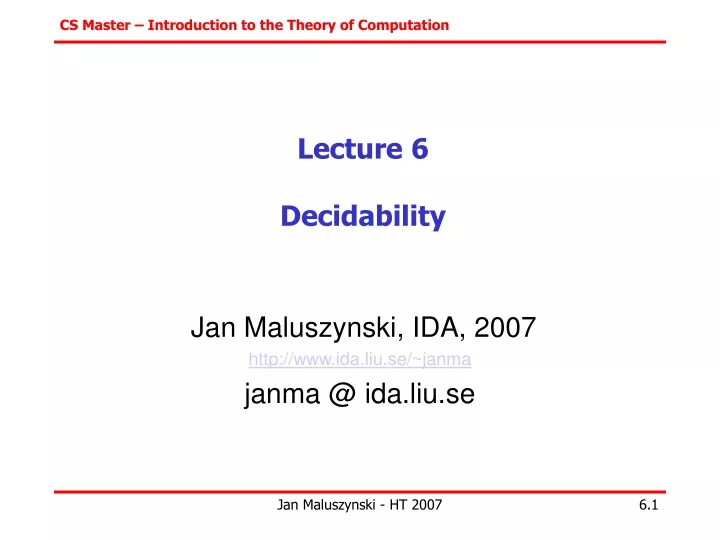 lecture 6 decidability