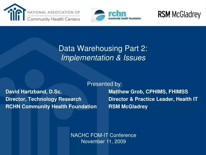 data warehousing part 2 implementation issues