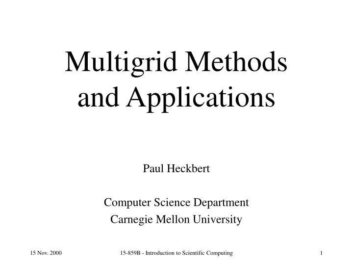 multigrid methods and applications