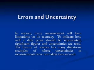 Errors and Uncertainty
