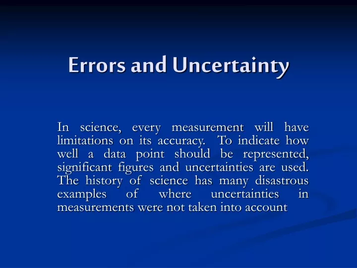 errors and uncertainty