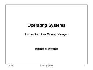 Operating Systems  Lecture 7a: Linux Memory Manager
