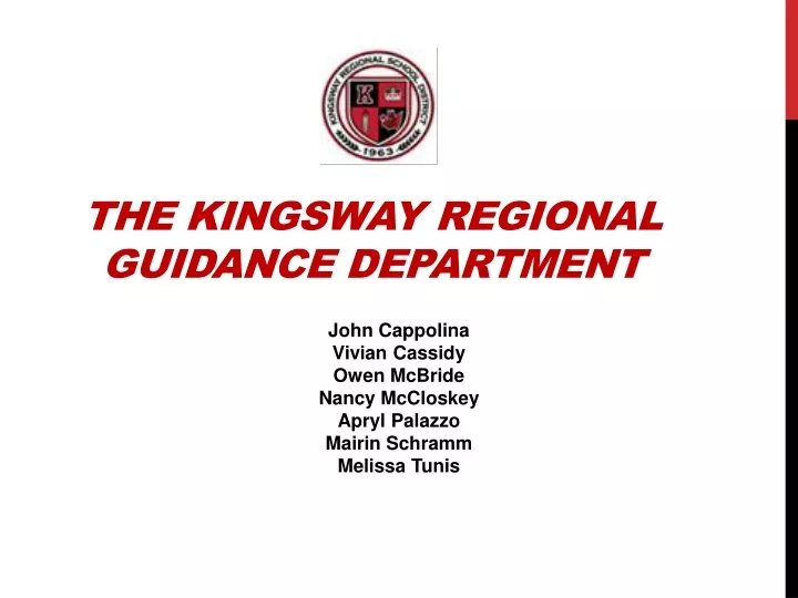 the kingsway regional guidance department