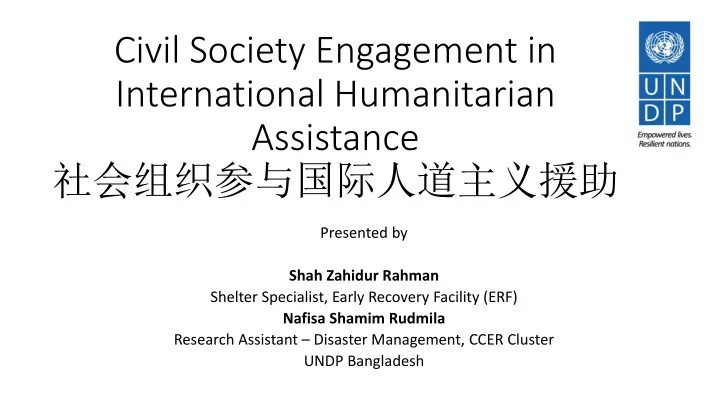 civil society engagement in international humanitarian assistance