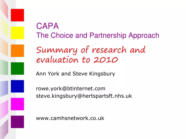 capa the choice and partnership approach summary of research and evaluation to 2010