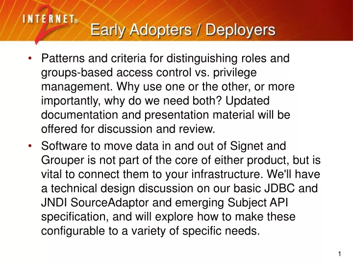 early adopters deployers