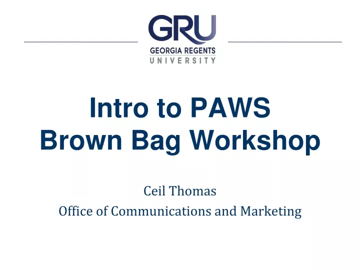 intro to paws brown bag workshop