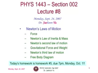 PHYS 1443 – Section 002 Lecture #8