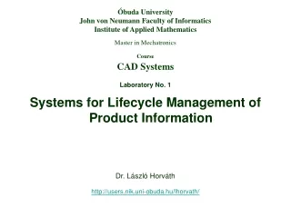 Laboratory No. 1 Systems for Lifecycle Management of Product Information