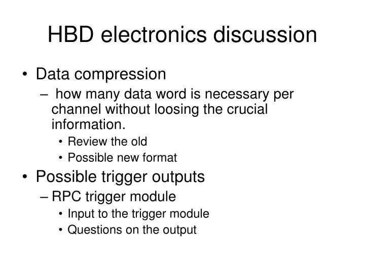 hbd electronics discussion