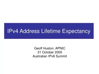 IPv4 Address Lifetime Expectancy