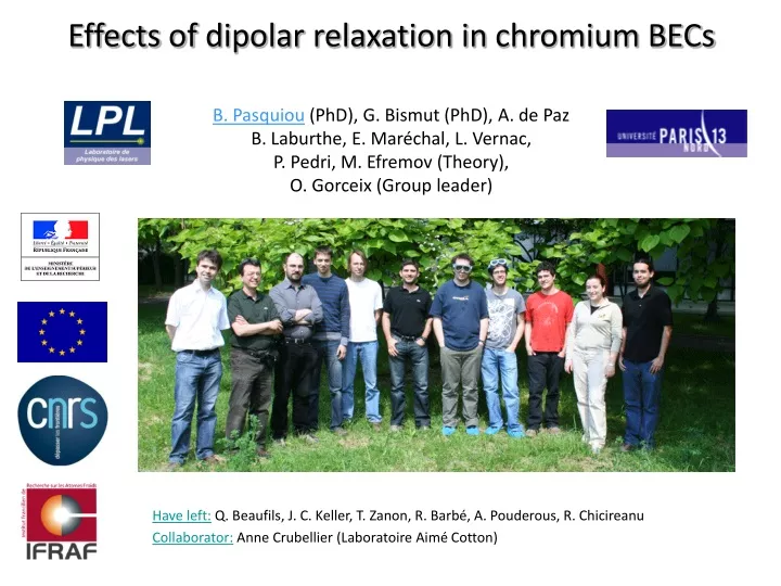effects of dipolar relaxation in chromium becs