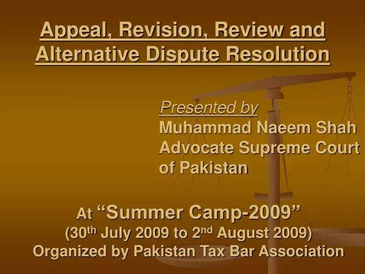 appeal revision review and alternative dispute resolution