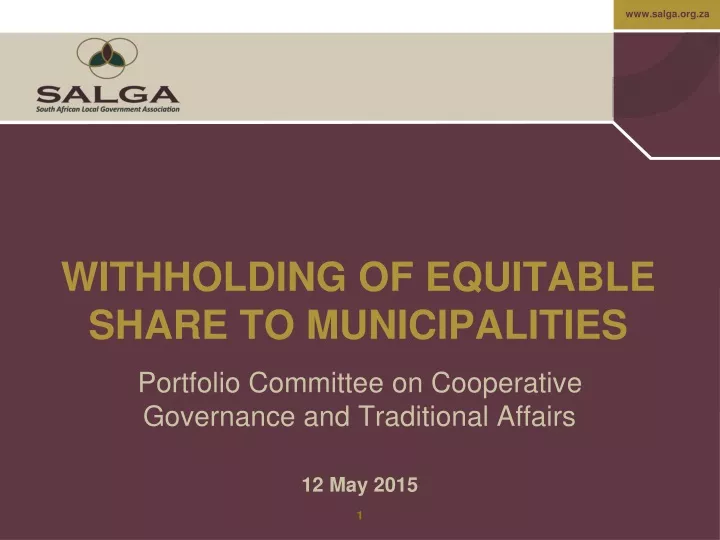 withholding of equitable share to municipalities