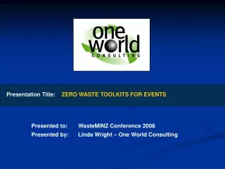 Presentation Title:     ZERO WASTE TOOLKITS FOR EVENTS