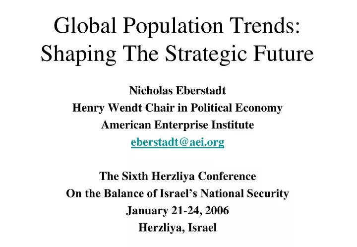 global population trends shaping the strategic future