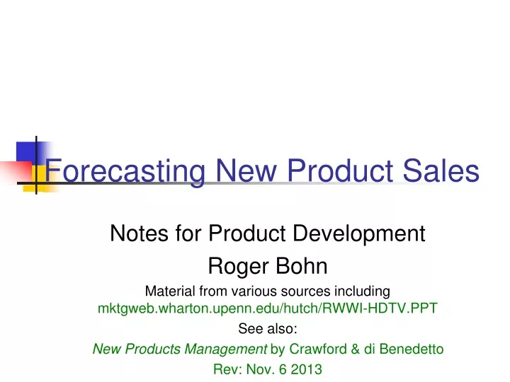 forecasting new product sales
