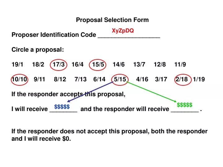 proposal selection form proposer identification