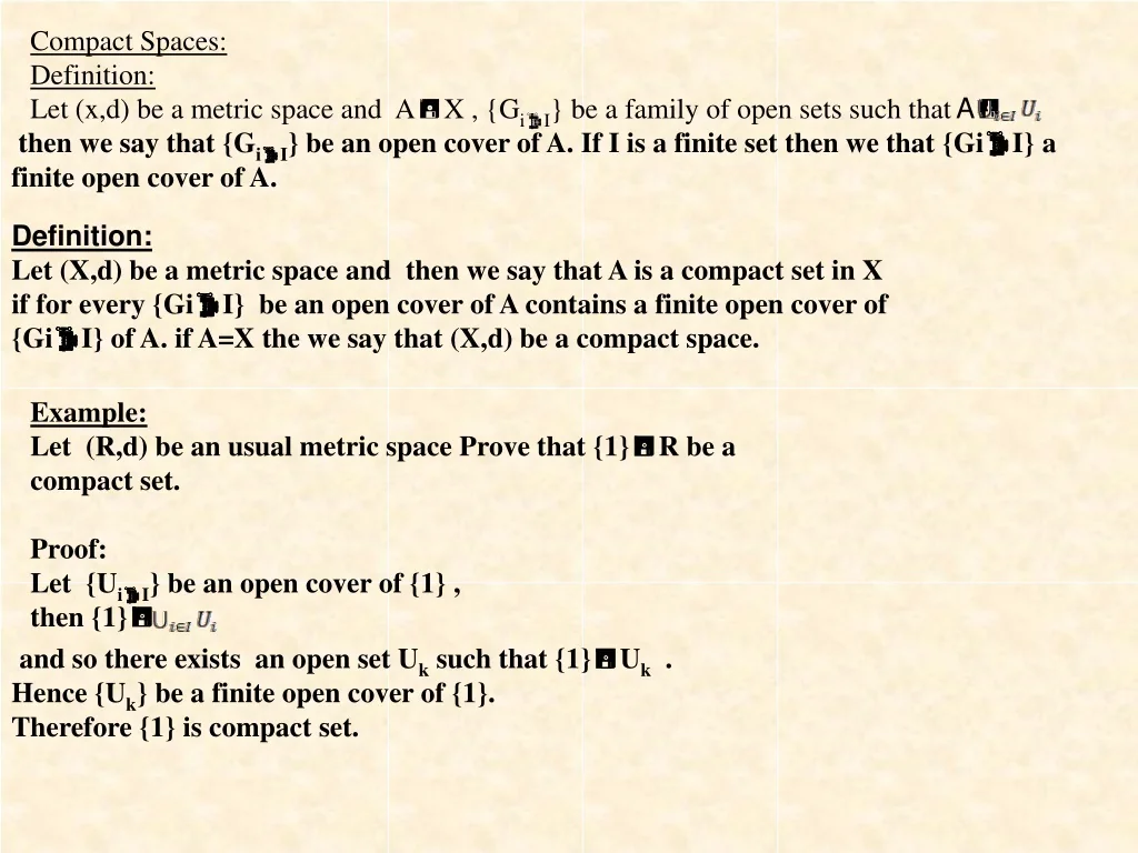 Compact Space Math PPT - Understanding Compact Spaces in Metric Spaces PowerPoint ...