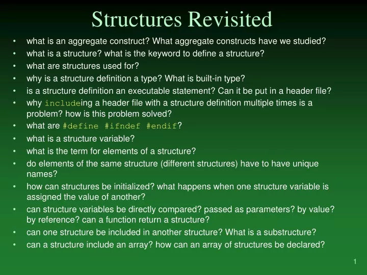 structures revisited