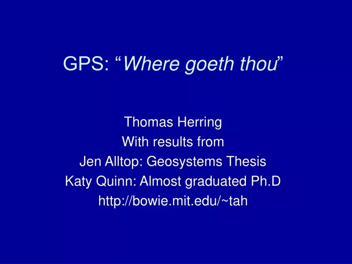 gps where goeth thou
