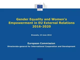 Gender Equality and Women's  Empowerment in EU  External Relations 2016-2020
