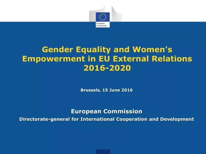 gender equality and women s empowerment in eu external relations 2016 2020