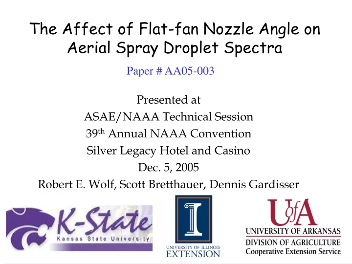 the affect of flat fan nozzle angle on aerial