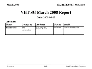 VHT SG March 2008 Report