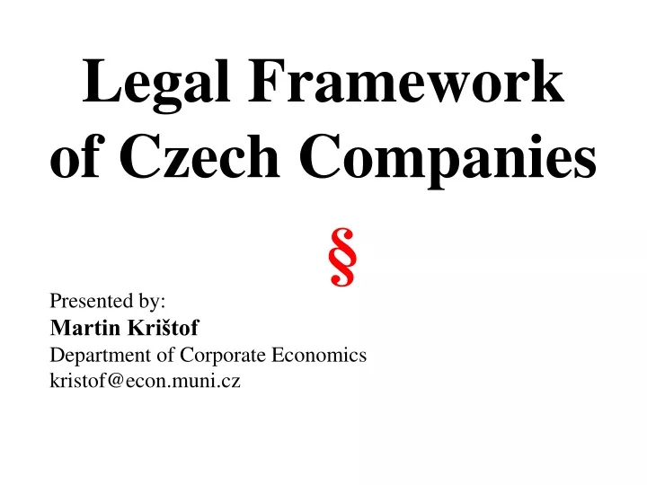 legal framework of czech companies