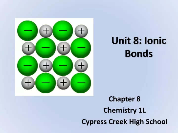 unit 8 ionic bonds