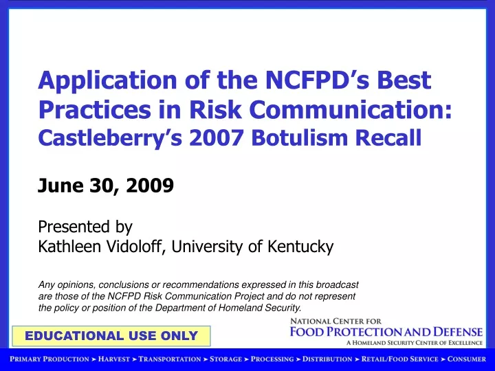 application of the ncfpd s best practices in risk