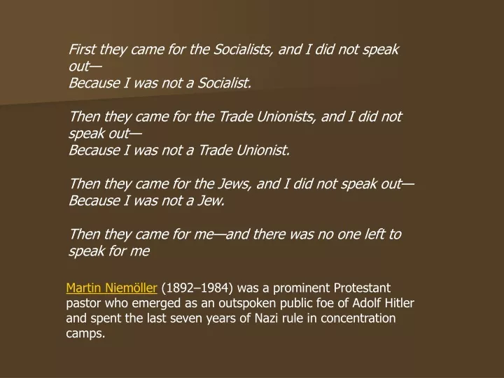 first they came for the socialists