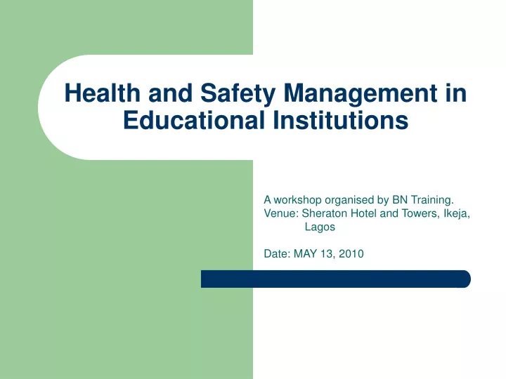 health and safety management in educational institutions