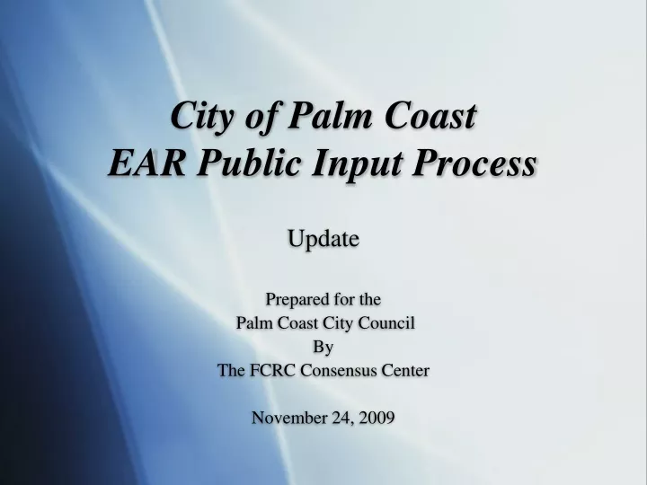 city of palm coast ear public input process