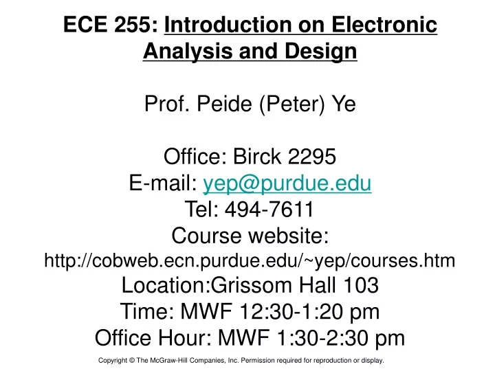 ece 255 introduction on electronic analysis