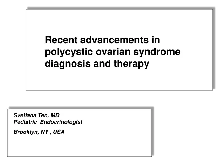 recent advancements in polycystic ovarian
