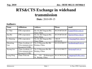 RTS&amp;CTS Exchange in wideband transmission
