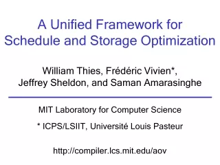A Unified Framework for Schedule and Storage Optimization