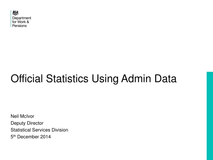official statistics using admin data