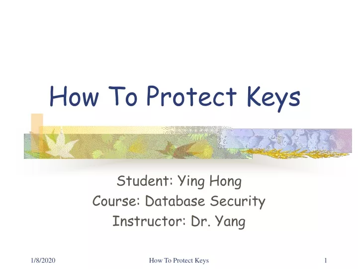 how to protect keys