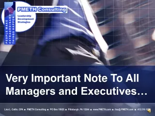 Very Important Note To All Managers and Executives…