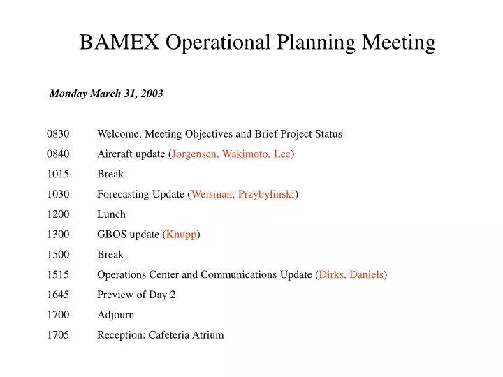 bamex operational planning meeting