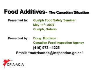 Food Additives- The Canadian Situation