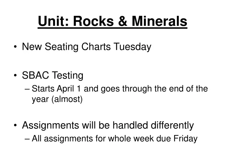 unit rocks minerals