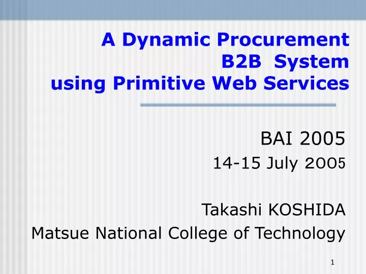 a dynamic procurement b2b system using primitive web services